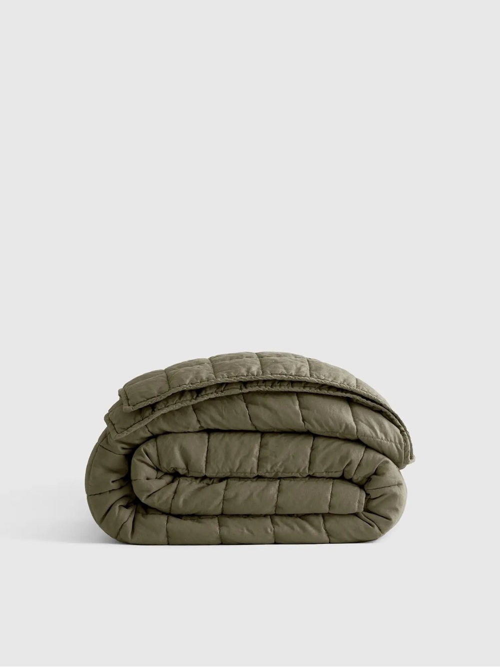 Brand New Quince European Linen Box Full/Queen $164 Dusty Olive No Shams Defect